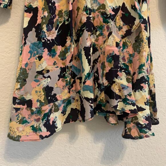 IRO Bloomy Multicolor Abstract Long Sleeve Wrap Mini Dress - Picture 9 of 11